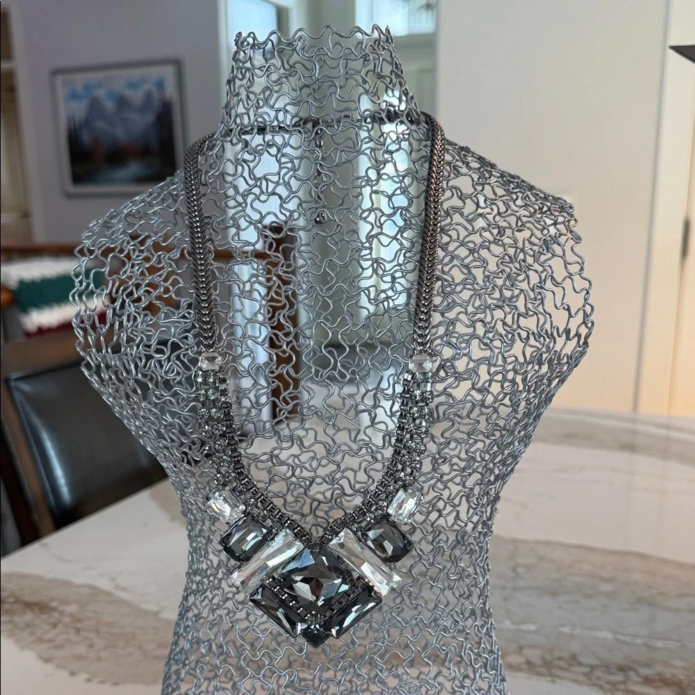 Park Lane Silver and Gray Geometric Necklace - Picture 2 of 3